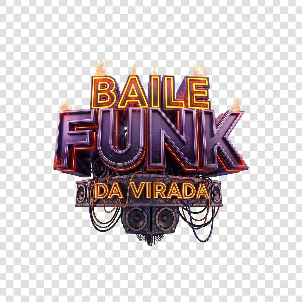 Título 3D para festa Baile Funk da Virada Ano Novo PNG com fundo transparente