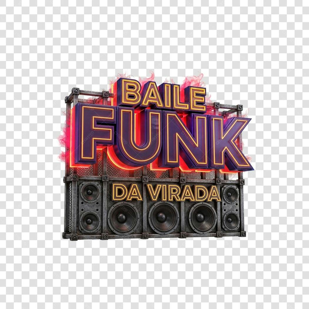 Letreiro Baile Funk da Virada Ano Novo neon roxo e vermelho PNG com fundo transparente