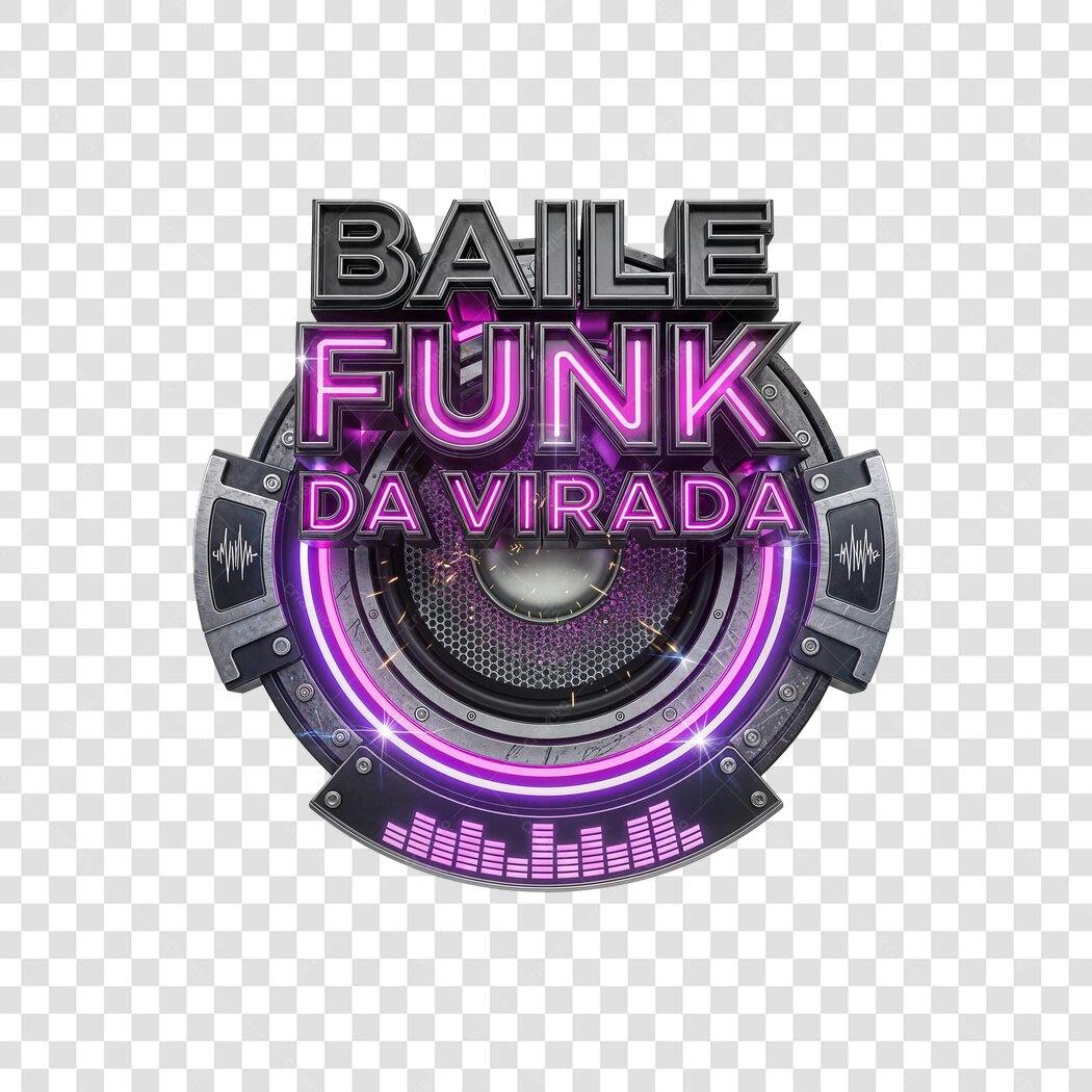 Título de Evento Baile Funk da Virada Roxo Metálico PNG com fundo transparente