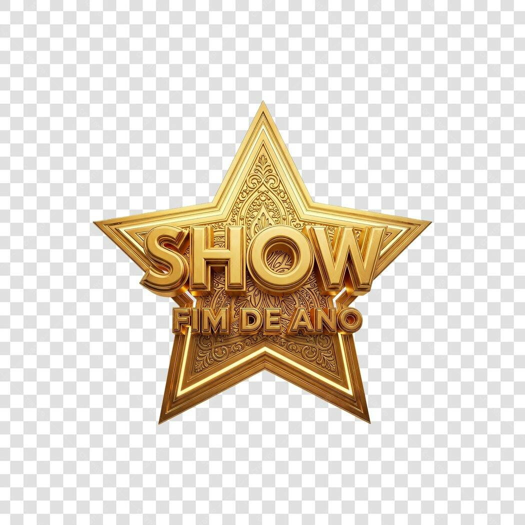 Selo Dourado 3D Show Fim de Ano para Celebração PNG com fundo transparente