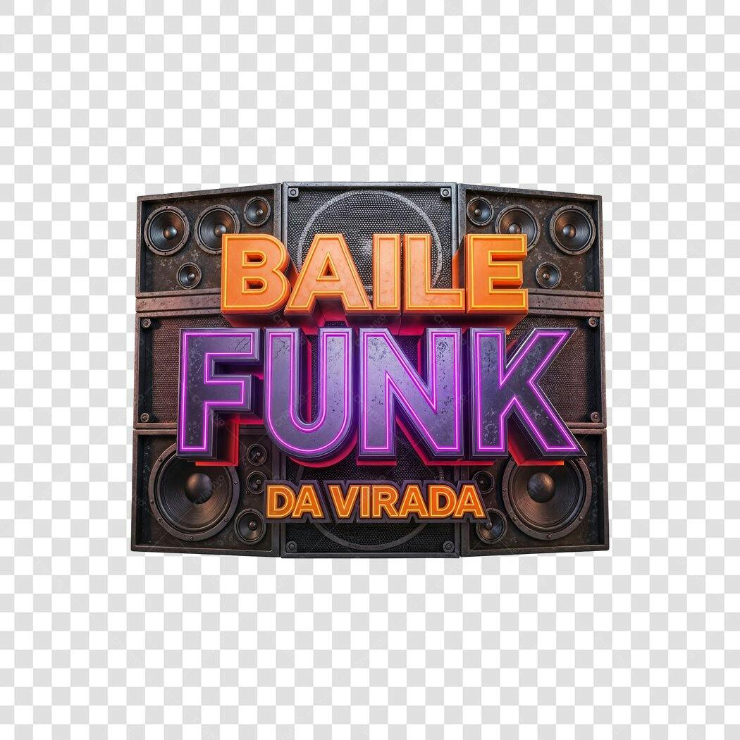 Elemento Gráfico Baile Funk da Virada Ano Novo Neon PNG com fundo transparente