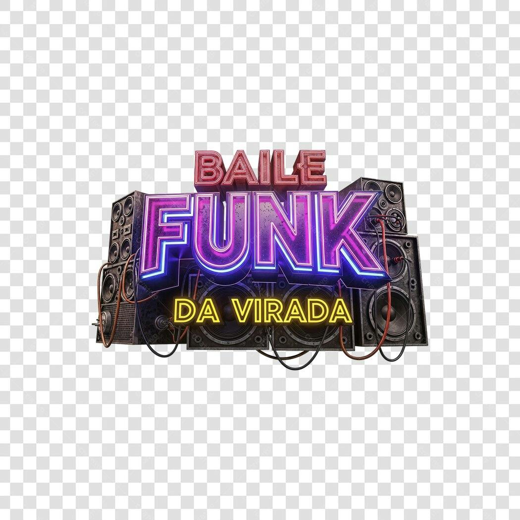 Arte Digital Baile Funk Virada Ano Novo Neon Caixas de Som PNG com fundo transparente