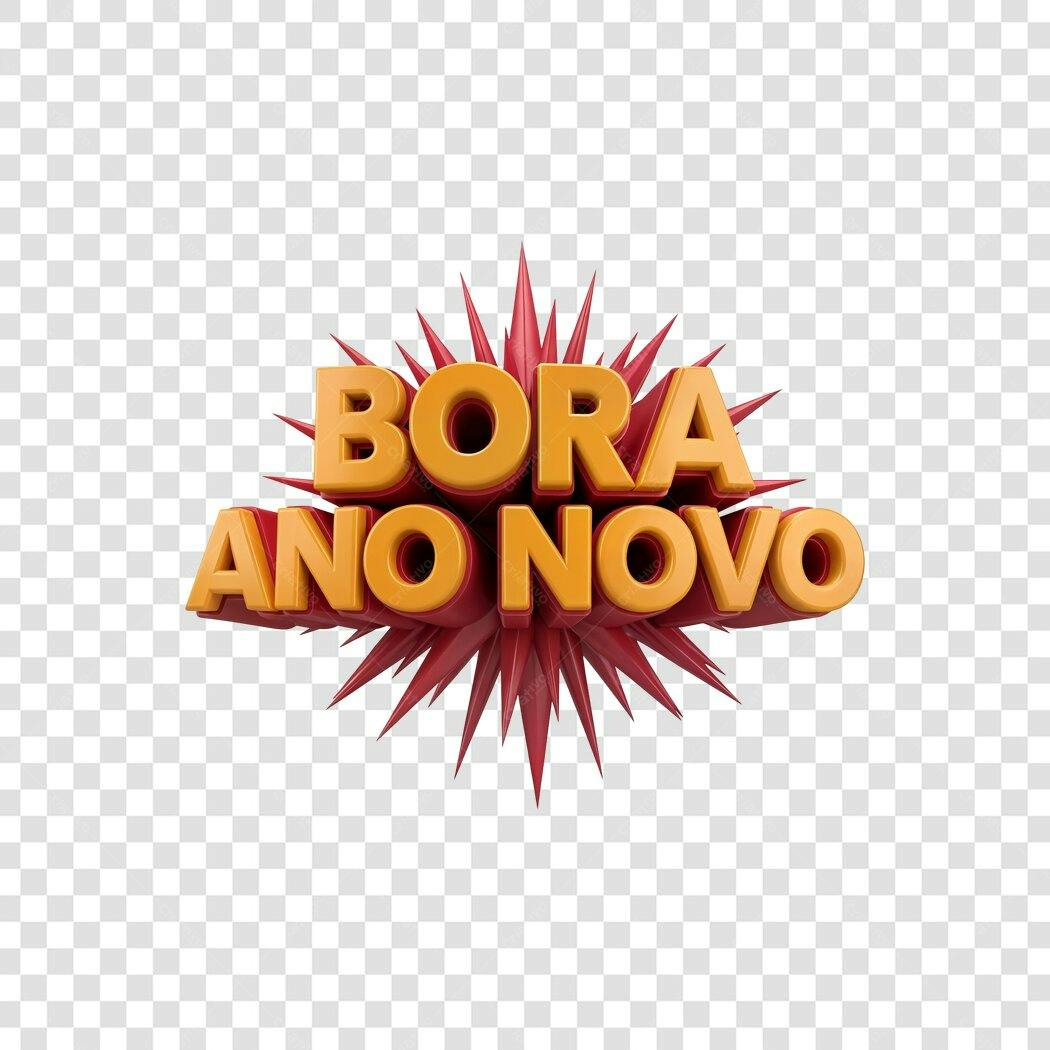 Gráfico 3D Bora Ano Novo Festivo Laranja Vermelho PNG com fundo transparente
