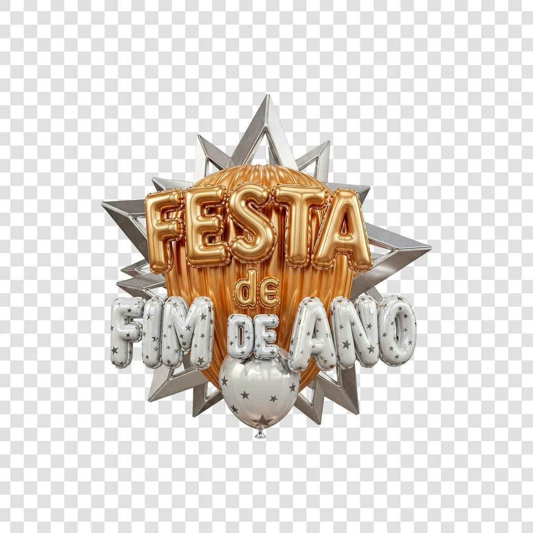Elemento gráfico Festa de Fim de Ano dourado prateado balões PNG com fundo transparente