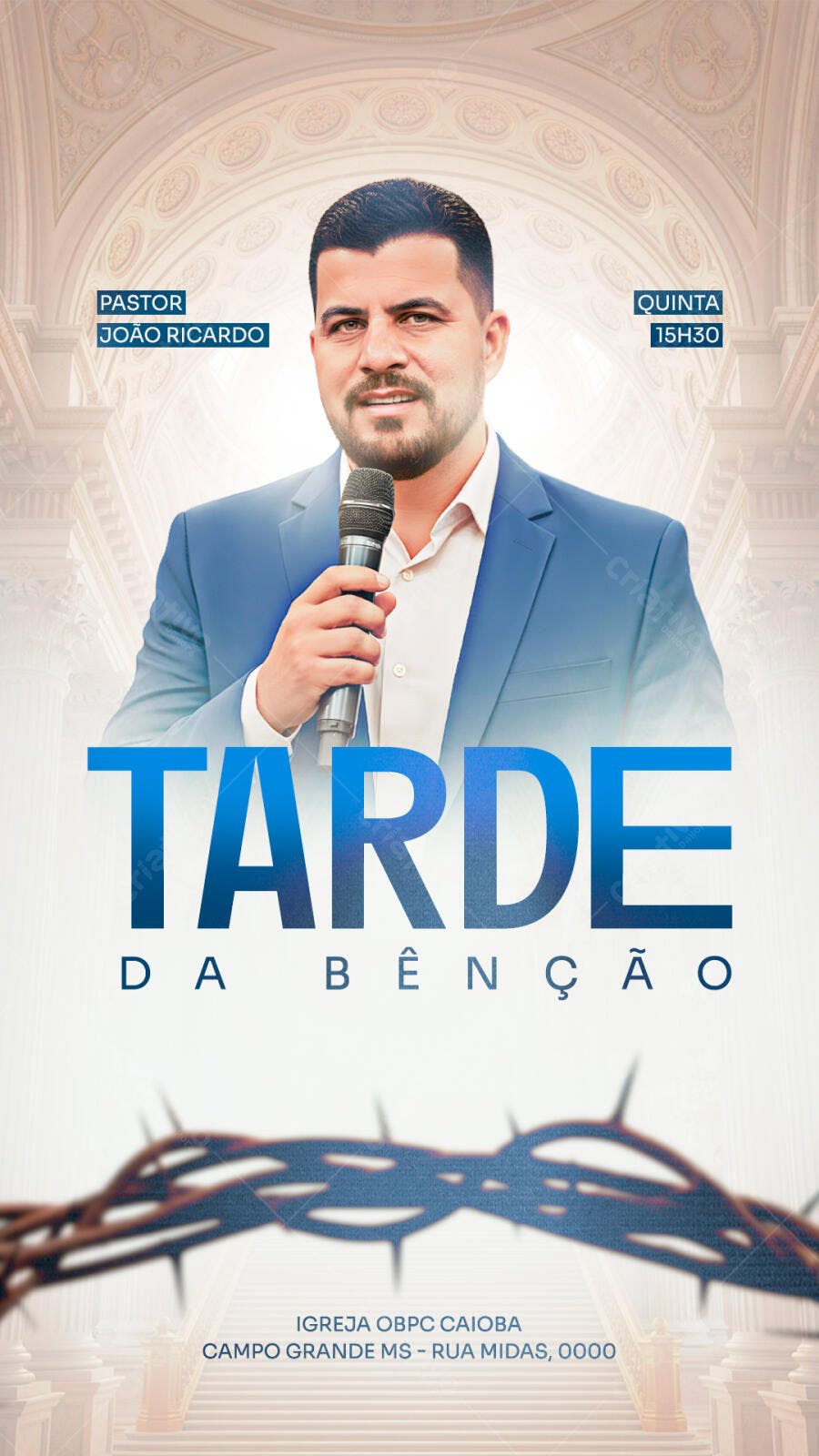 Flyer Tarde da Bênção Pastor João Ricardo PSD Editável
