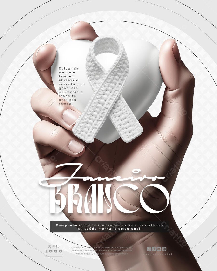 Flyer Janeiro Branco Saúde Mental PSD Editável