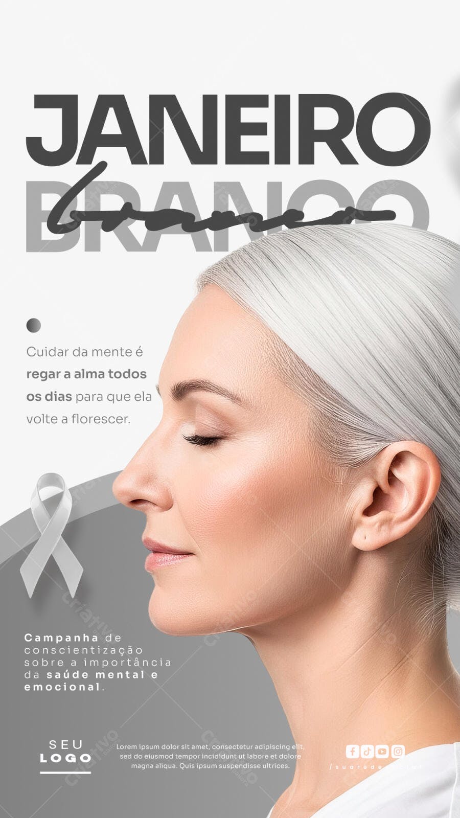 Storie para Instagram Janeiro Branco Campanha Saúde Mental PSD Editável