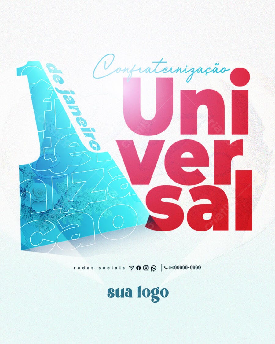 Flyer Confraternização Universal 1º de Janeiro PSD Editável