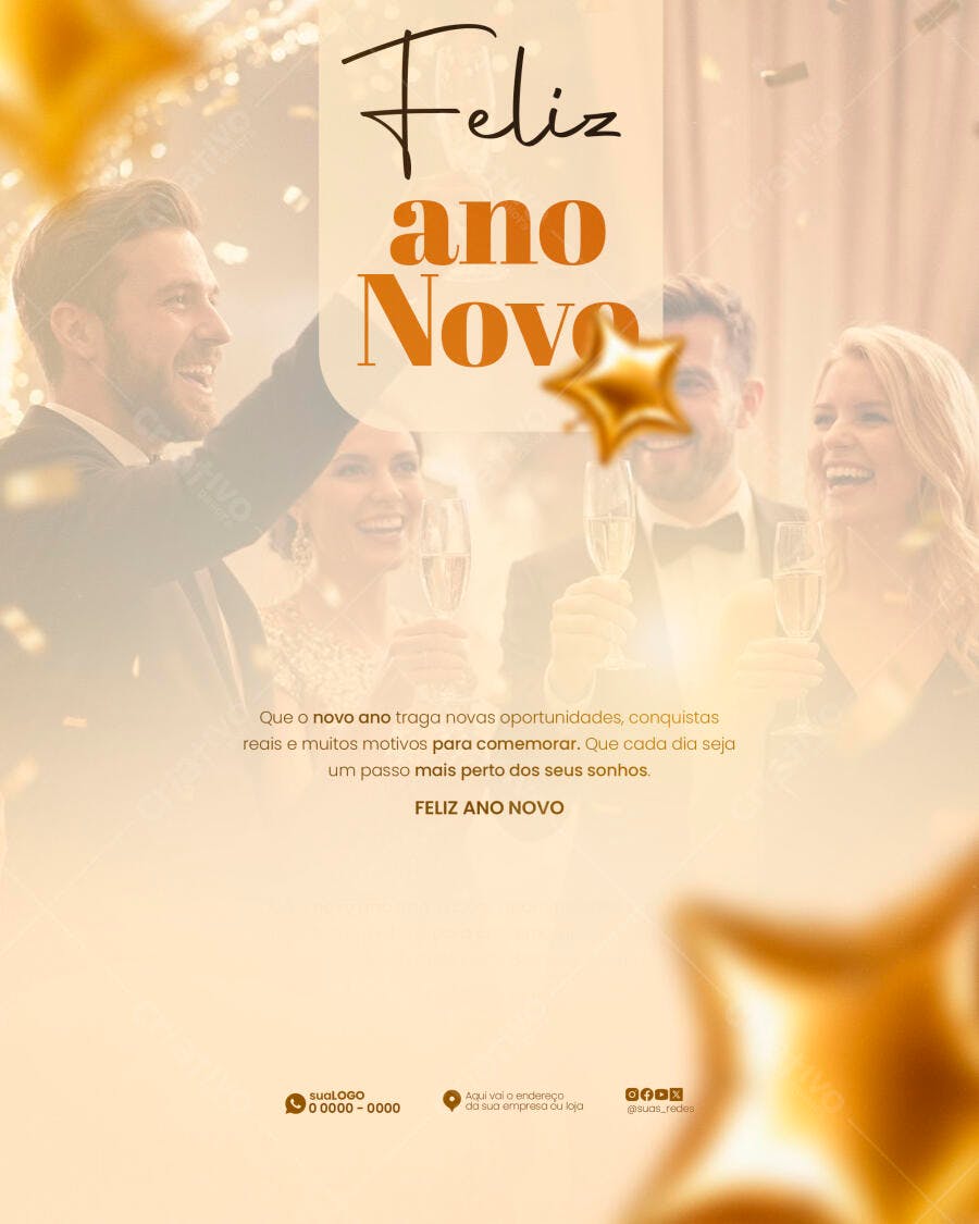 Flyer de Celebração de Ano Novo PSD Editável