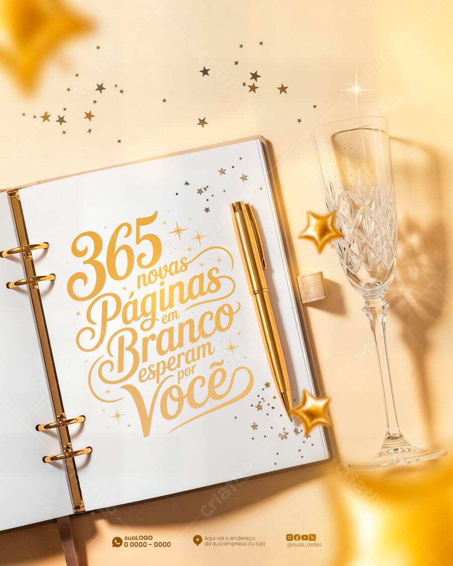 Post para Ano Novo 365 Novas Páginas PSD Editável