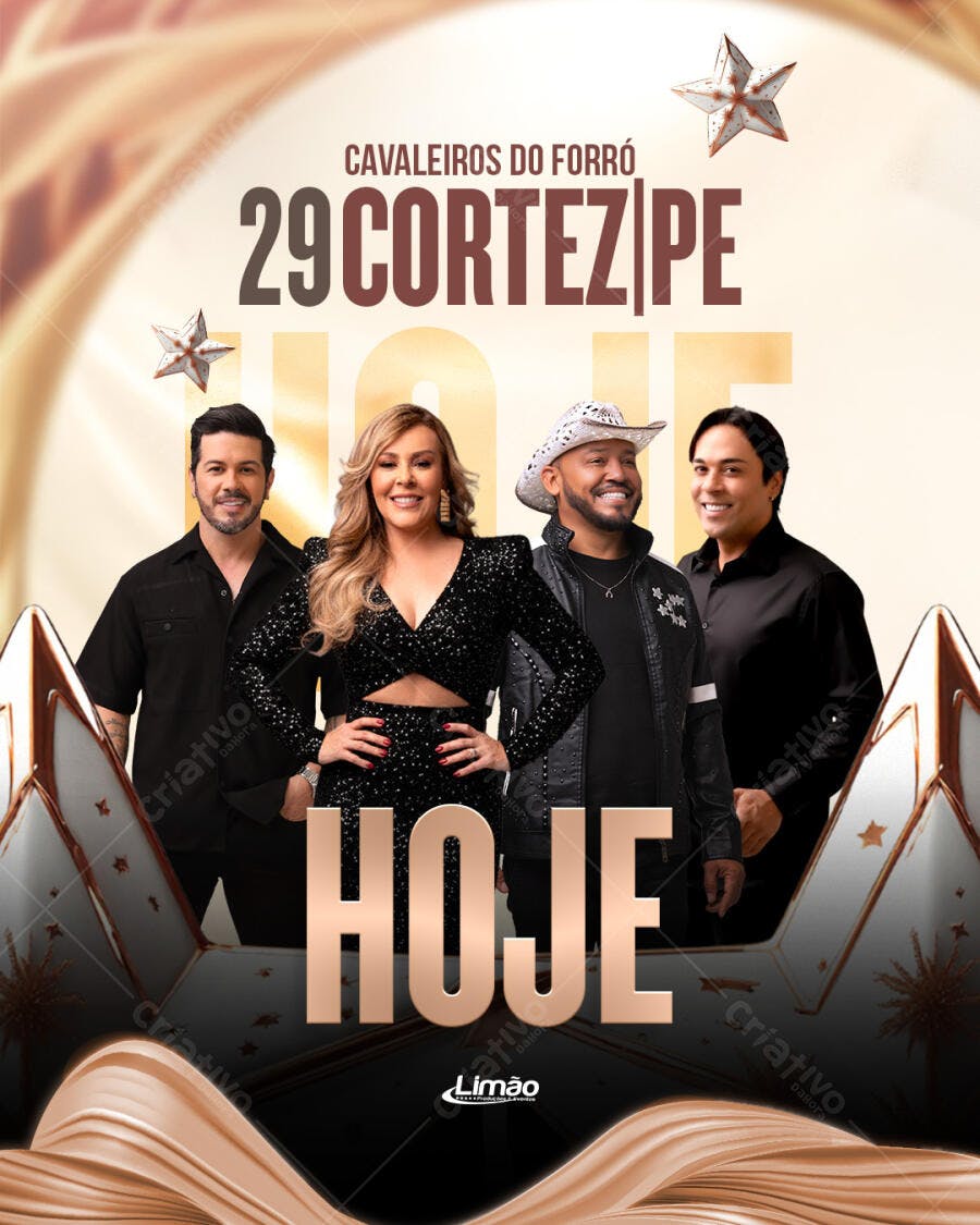Flyer de Show Forró Cavaleiros do Forró Cortez PE Hoje PSD Editável