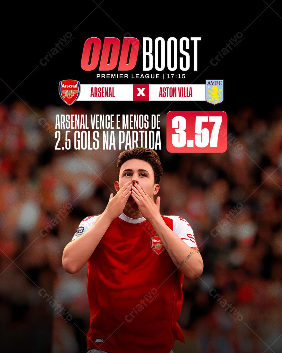 Flyer Aposta Futebol Arsenal Vence Premier League PSD Editável