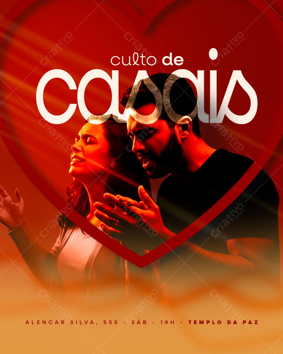 Flyer para Culto de Casais PSD Editável