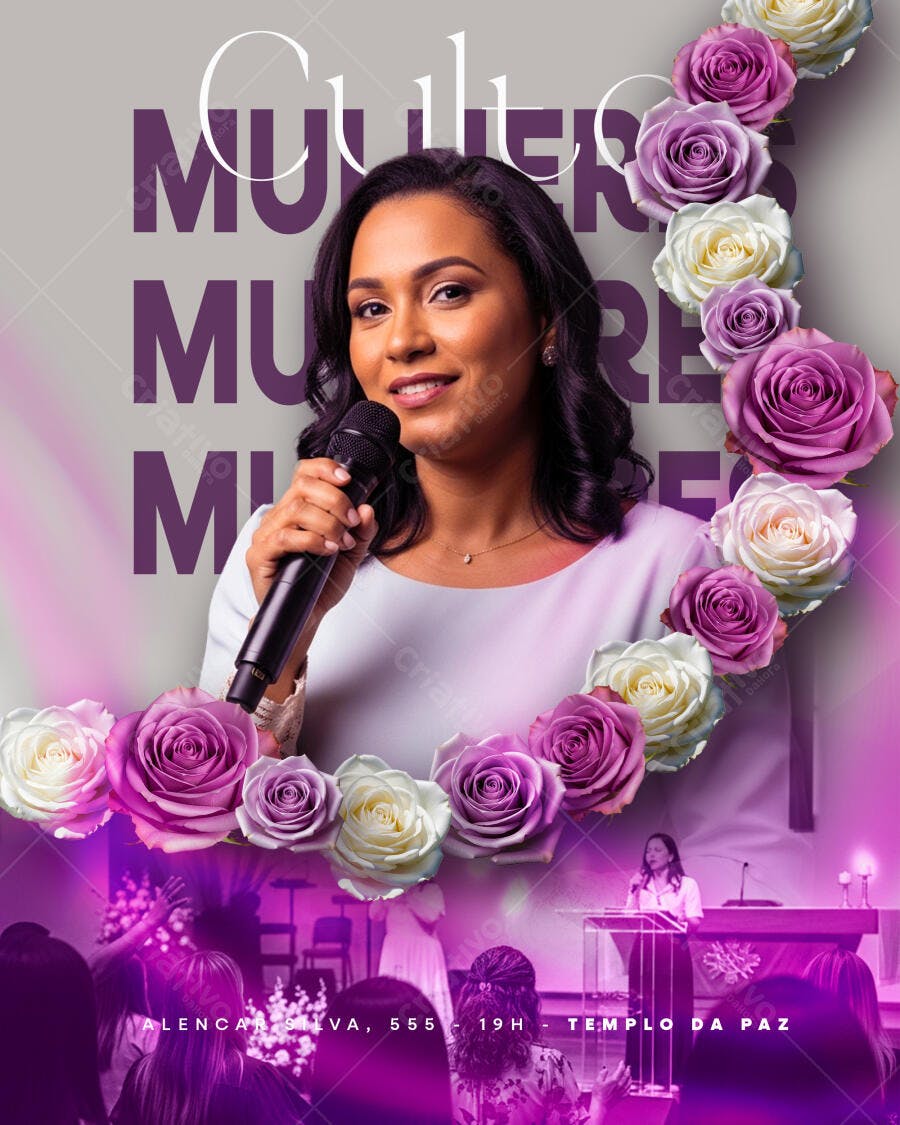 Flyer Culto Mulheres PSD Editável