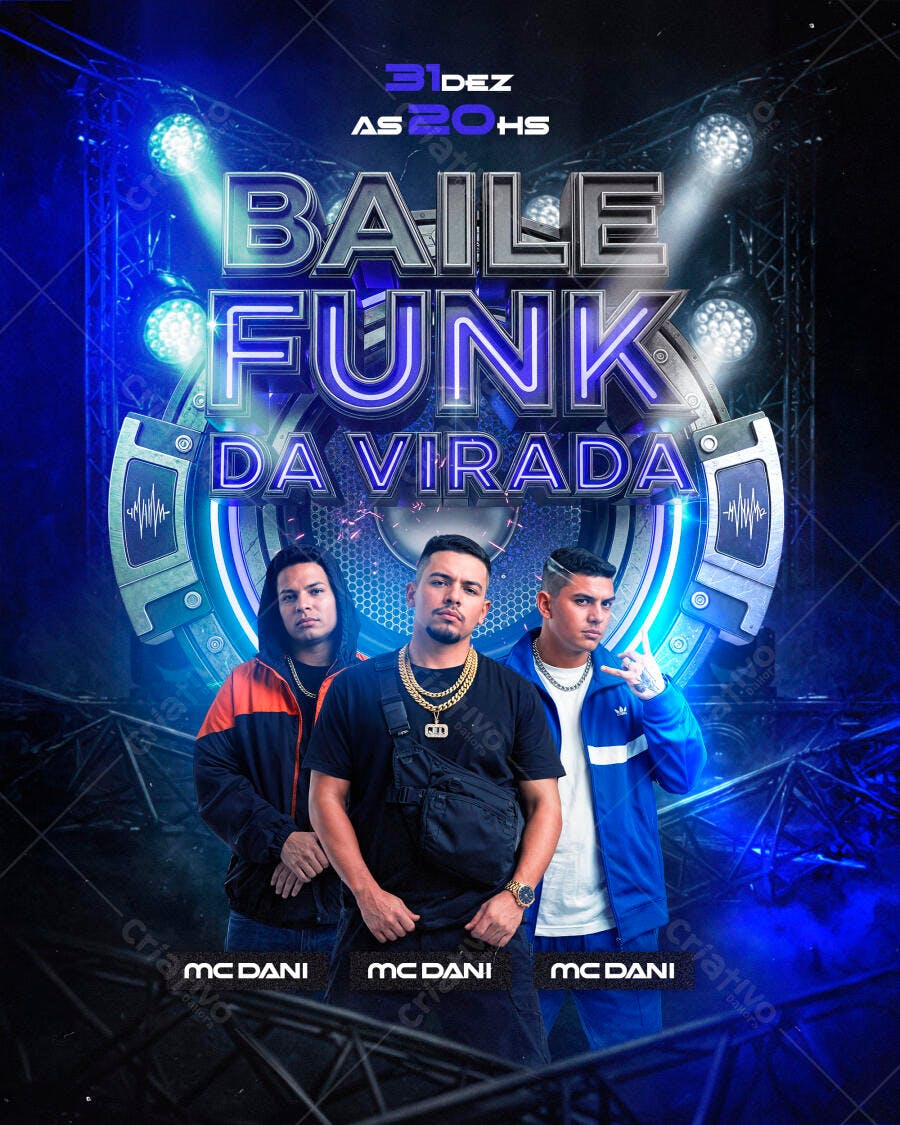 Flyer Baile Funk da Virada PSD Editável