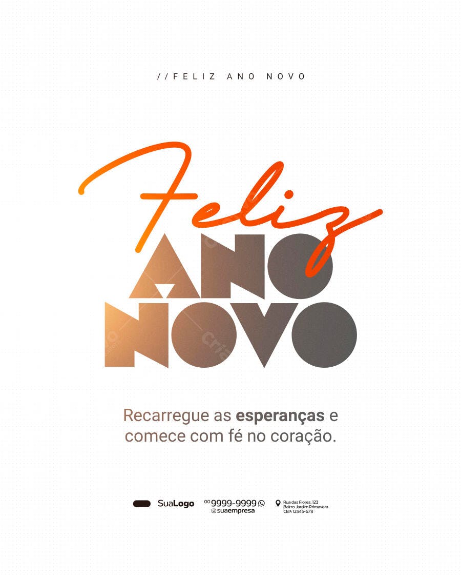 Post Redes Sociais Feliz Ano Novo PSD Editável