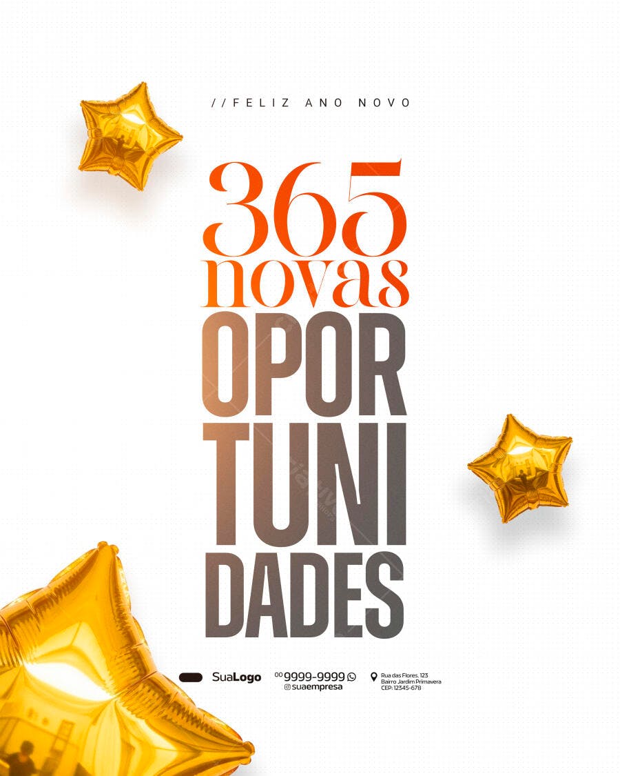 Post para Redes Sociais 365 Novas Oportunidades Ano Novo PSD Editável