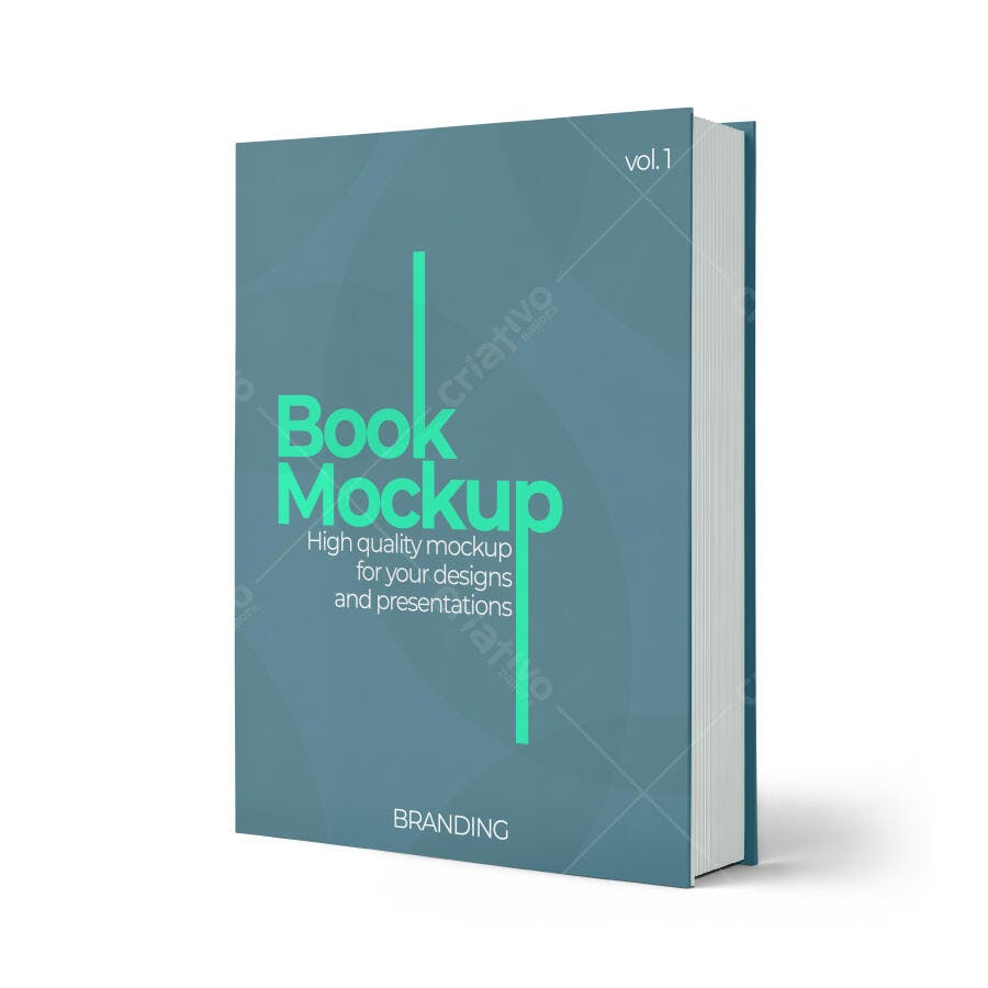 Mockup Livro Capa Dura Realista Azul Petróleo para Design Gráfico Profissional