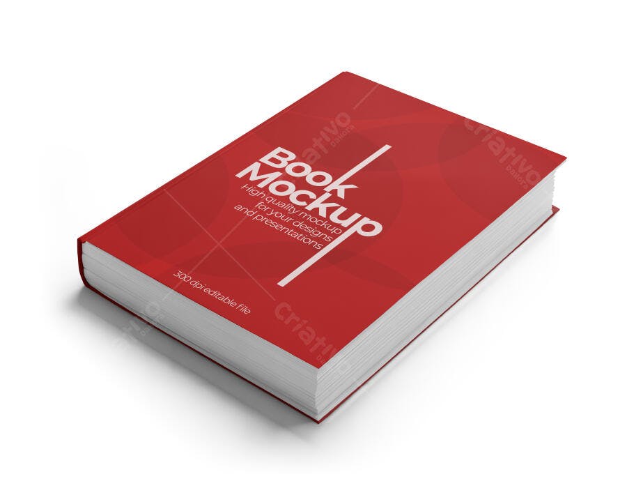 Mockup Realista de Livro Capa Dura Vermelho Fechado para Design Editorial