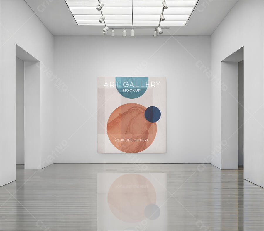 Mockup de Quadro de Arte em Galeria Branca Minimalista e Espaçosa