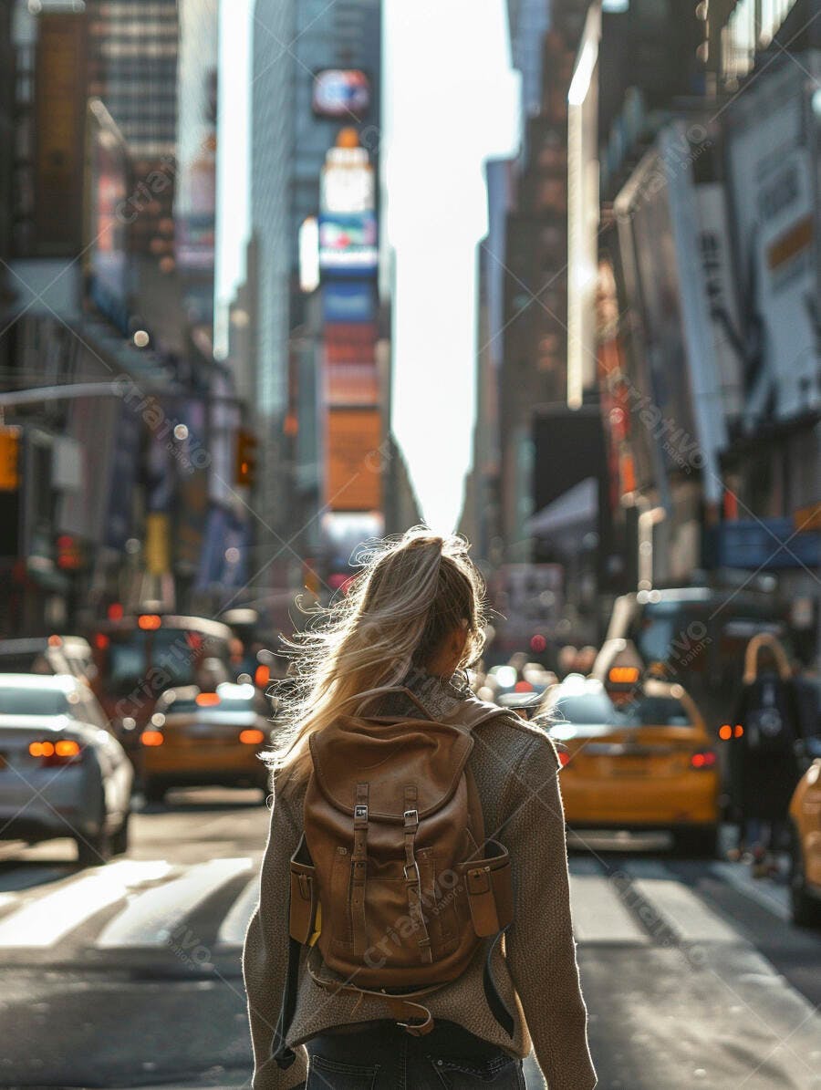 Foto Mulher Loira Andando Rua Cidade Grande Urbana