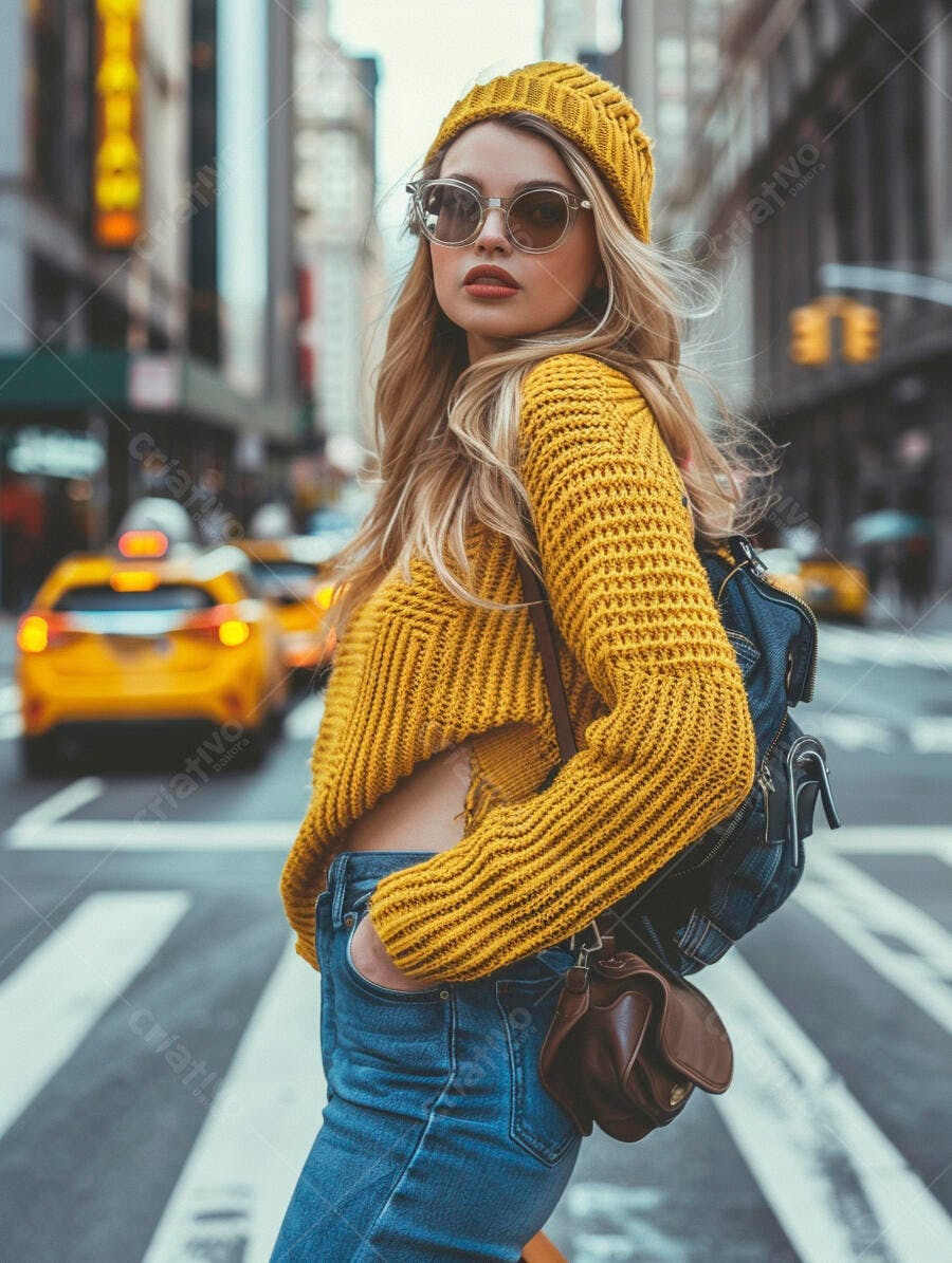 Foto Mulher Loira Estilosa Rua Urbana Nova York