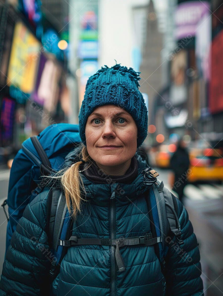 Foto Mulher Viajante Mochileira Rua Urbana Cidade