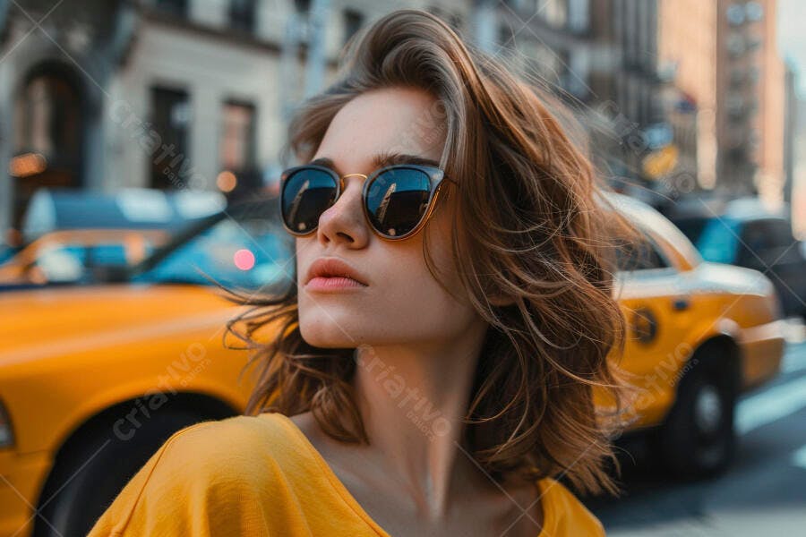 Foto Mulher Jovem Óculos de Sol Rua Cidade Urbana