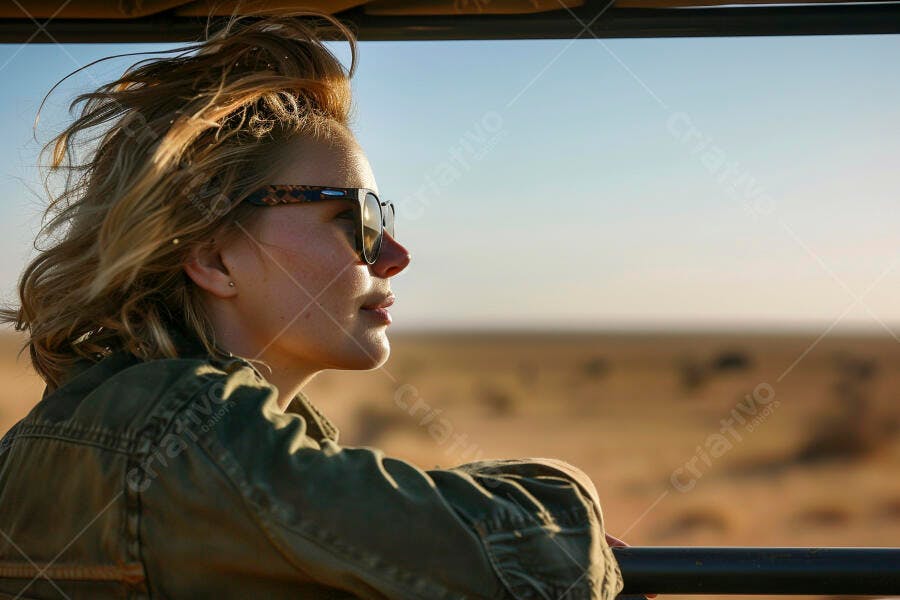 Foto Mulher Loira Viajando Safari na África Aventuras