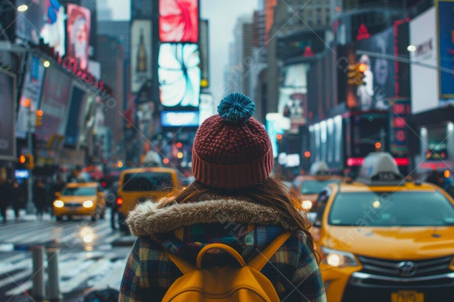 Foto Pessoa de Costas Andando Rua Cidade Grande Inverno