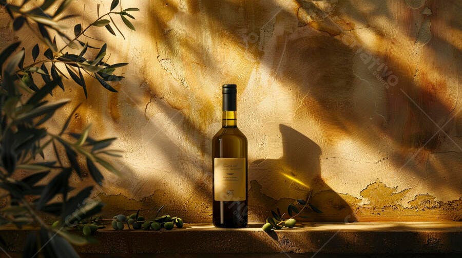 Foto Garrafa de Vinho Tinto com Rótulo Vazio Luz Natural