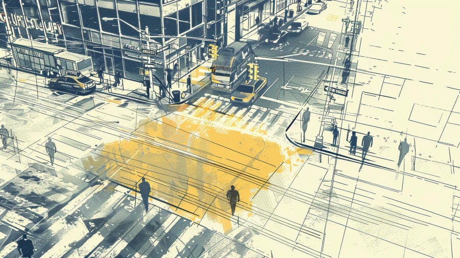 Foto Ilustração Cidade Urbana Pessoas Carros Cruzamento