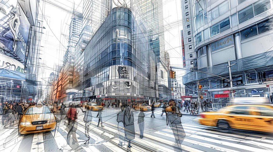 Foto Cidade Grande Desenho a Mão e Realidade Urbana