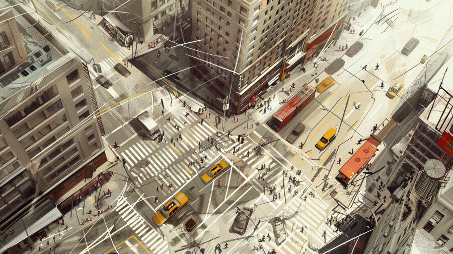 Foto Aérea Rua Movimentada Cidade Grande Nova York