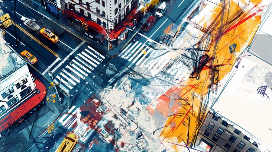 Foto Aérea Rua Cidade Nova York Edifícios Carros