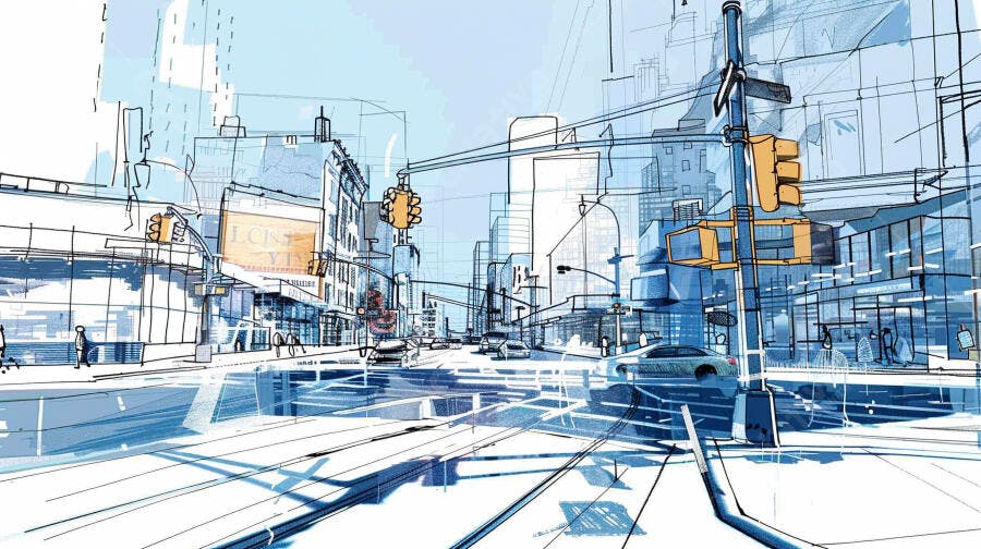 Desenho Arquitetônico Cidade Moderna Projeto Urbano