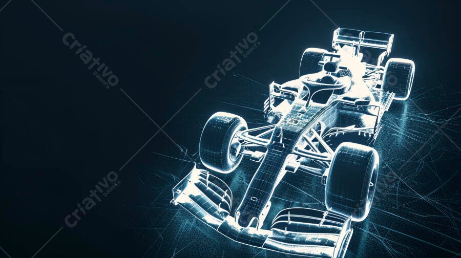 Foto Carro Fórmula 1 Holograma Digital Tecnologia Azul