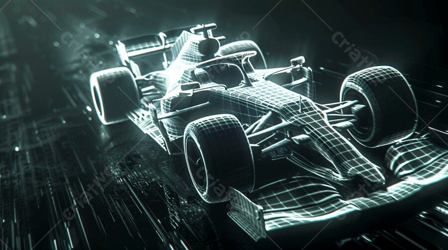 Foto Carro de Fórmula 1 Wireframe Digital Tecnologia