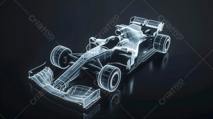 Foto Carro Fórmula 1 Wireframe Digital Tecnologia 3D