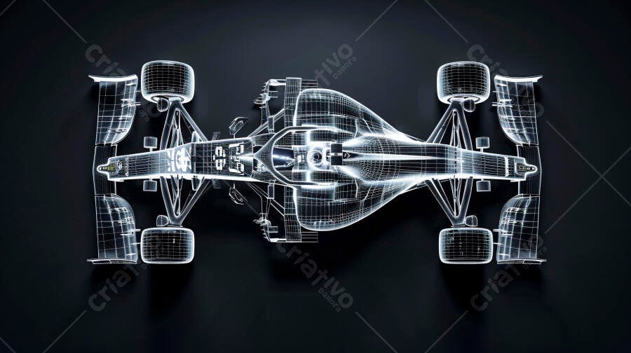 Foto Carro Fórmula 1 Wireframe Visão Superior Tecnologia