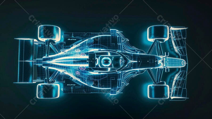 Foto Carro Fórmula 1 Holograma Azul Escuro Tecnologia