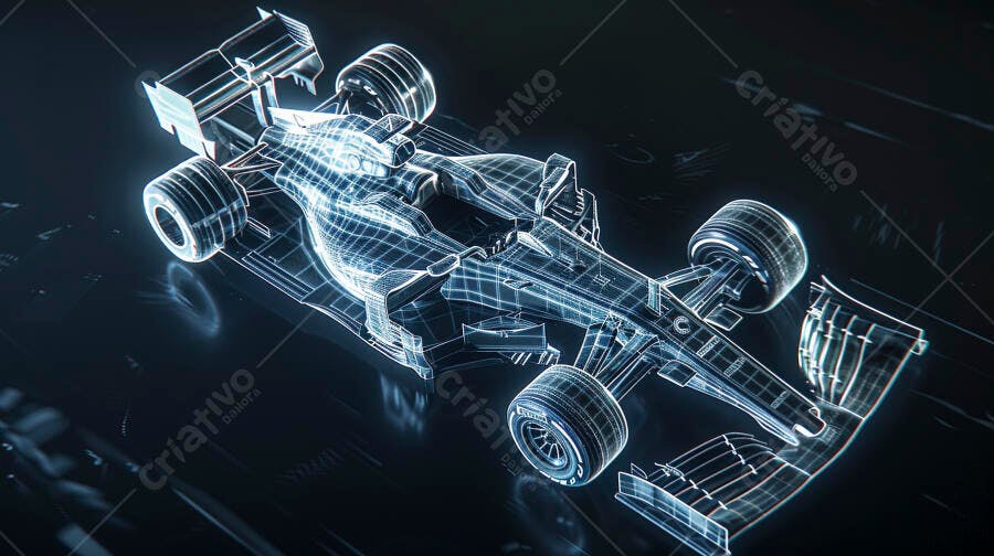 Foto Carro Fórmula 1 Wireframe Digital Tecnologia