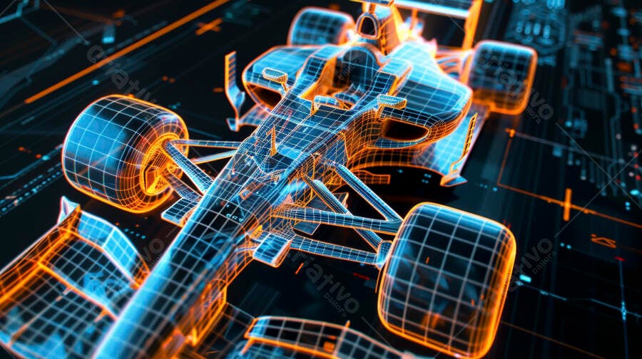 Foto Carro Fórmula 1 Wireframe Design Digital Tecnologia