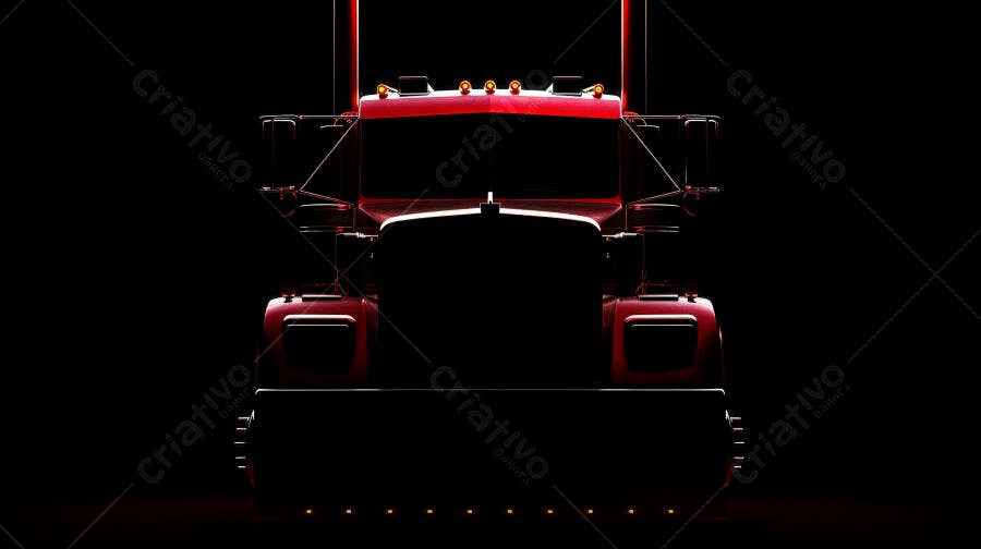 Foto Caminhão Vermelho Iluminação Baixa Fundo Escuro Studio