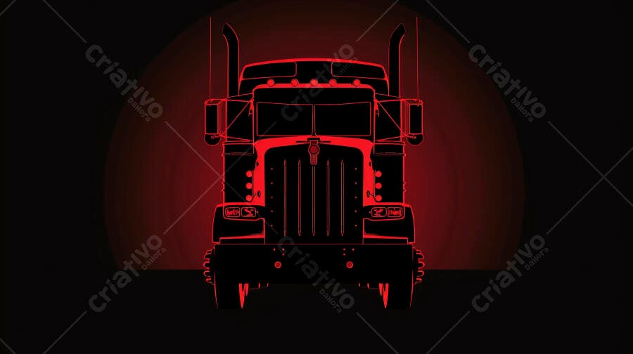 Caminhão Truck Vermelho Iluminado Fundo Escuro Vetor
