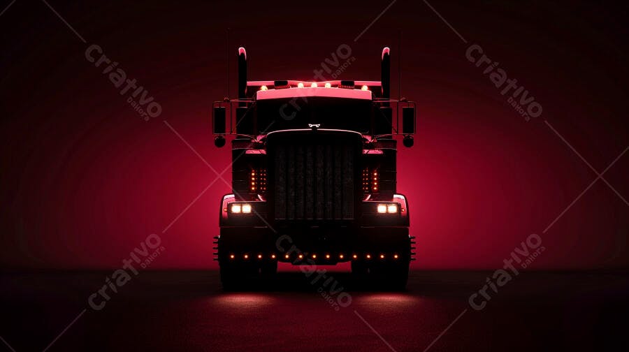 Foto Caminhão Carreta Iluminação Vermelha Escura Studio