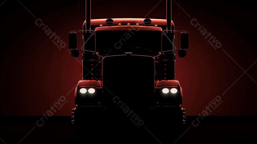 Foto Caminhão Vermelho Iluminado Escuro Visão Frontal