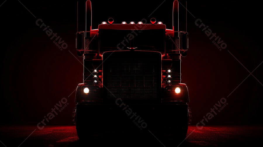 Foto Caminhão Scania Iluminação Vermelha Escuro Noturno