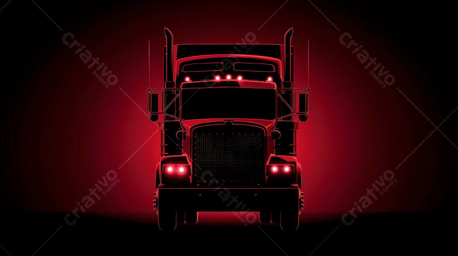 Foto Caminhão Vermelho Iluminado Escuro Visão Frontal