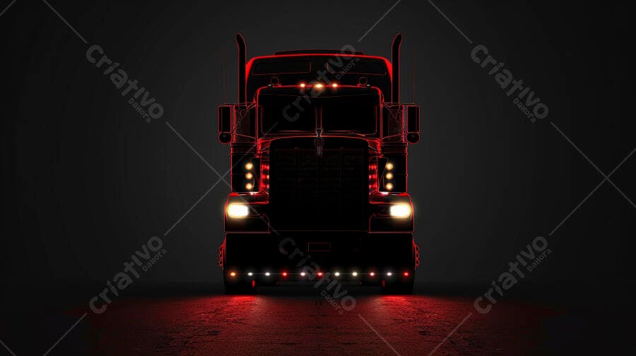 Foto Caminhão Truck Americano Iluminação Vermelha Escura